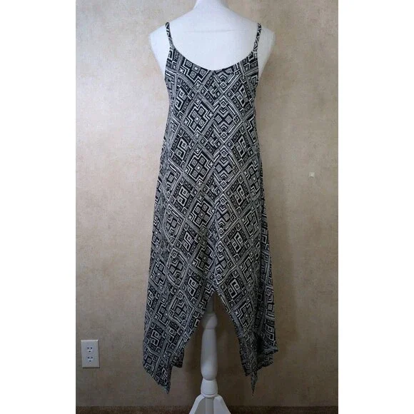 Rue21 Y2K Vintage Dress Womens S Black White Geo Sharkbite Hem Spaghetti Strap - Picture 3 of 9